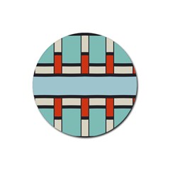 Vertical And Horizontal Rectangles			rubber Coaster (round) by LalyLauraFLM