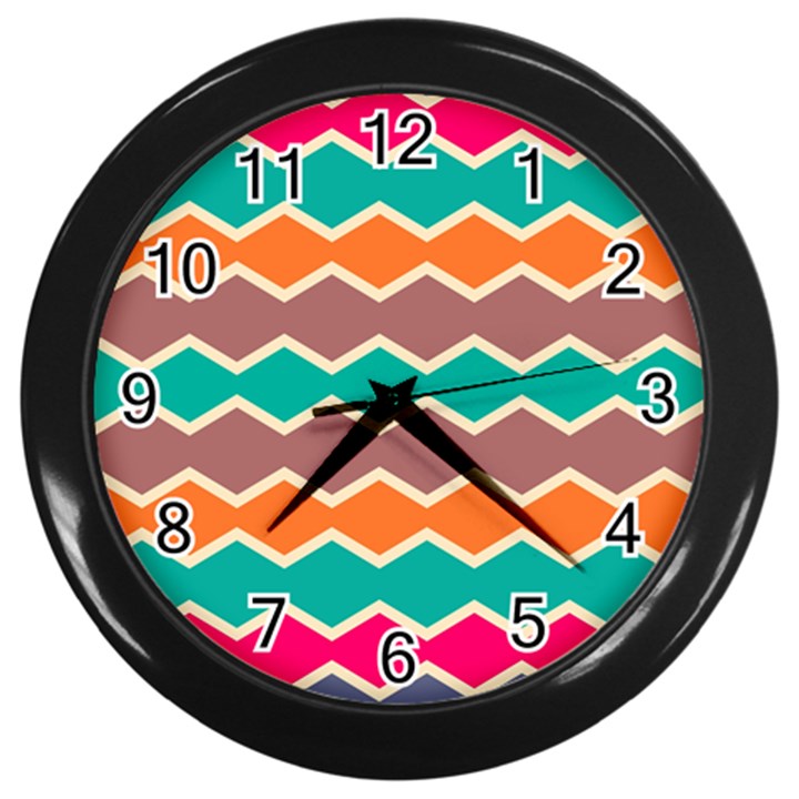 Colorful chevrons pattern			Wall Clock (Black)