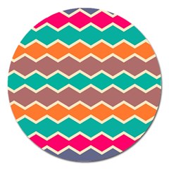 Colorful Chevrons Pattern			magnet 5  (round) by LalyLauraFLM