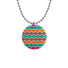 Colorful Chevrons Pattern			1  Button Necklace by LalyLauraFLM