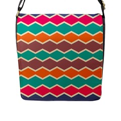 Colorful chevrons pattern			Flap Closure Messenger Bag (L)