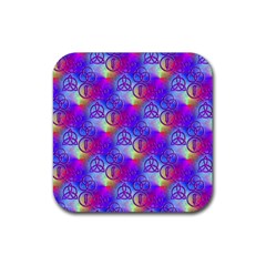 Rainbow Led Zeppelin Symbols Rubber Coaster (square) by SaraThePixelPixie