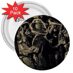 Group Of Candombe Drummers At Carnival Parade Of Uruguay 3  Buttons (10 Pack)  by dflcprints