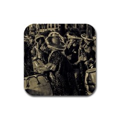 Group Of Candombe Drummers At Carnival Parade Of Uruguay Rubber Square Coaster (4 Pack)  by dflcprints