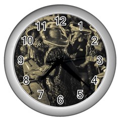 Group Of Candombe Drummers At Carnival Parade Of Uruguay Wall Clocks (silver)  by dflcprints