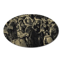 Group Of Candombe Drummers At Carnival Parade Of Uruguay Oval Magnet by dflcprints