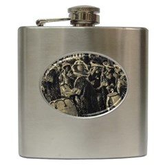 Group Of Candombe Drummers At Carnival Parade Of Uruguay Hip Flask (6 Oz) by dflcprints