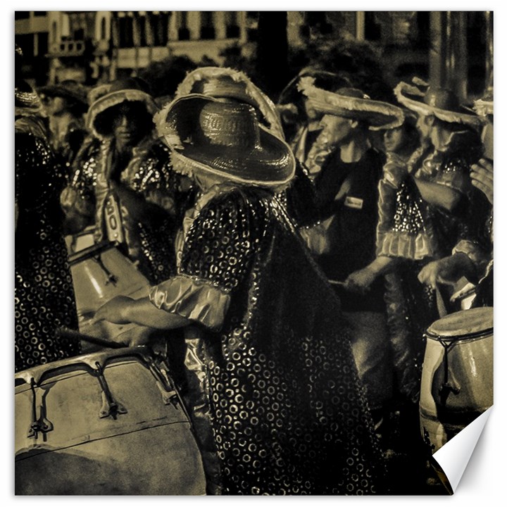 Group Of Candombe Drummers At Carnival Parade Of Uruguay Canvas 16  x 16  