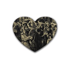 Group Of Candombe Drummers At Carnival Parade Of Uruguay Rubber Coaster (heart)  by dflcprints