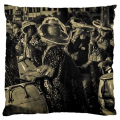 Group Of Candombe Drummers At Carnival Parade Of Uruguay Large Cushion Cases (two Sides)  by dflcprints