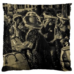 Group Of Candombe Drummers At Carnival Parade Of Uruguay Large Flano Cushion Cases (one Side)  by dflcprints