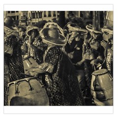 Group Of Candombe Drummers At Carnival Parade Of Uruguay Large Satin Scarf (square) by dflcprints