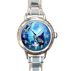 Awersome Marlin In A Fantasy Underwater World Round Italian Charm Watches by FantasyWorld7