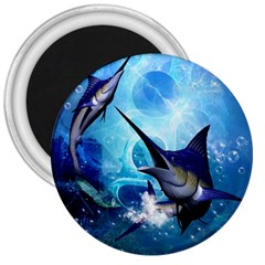 Awersome Marlin In A Fantasy Underwater World 3  Magnets by FantasyWorld7