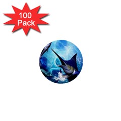 Awersome Marlin In A Fantasy Underwater World 1  Mini Buttons (100 Pack)  by FantasyWorld7