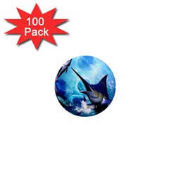 Awersome Marlin In A Fantasy Underwater World 1  Mini Magnets (100 Pack)  by FantasyWorld7