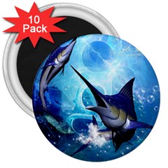 Awersome Marlin In A Fantasy Underwater World 3  Magnets (10 Pack)  by FantasyWorld7