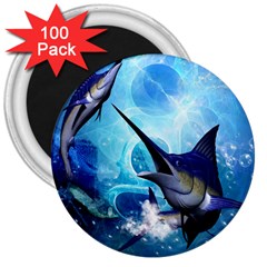 Awersome Marlin In A Fantasy Underwater World 3  Magnets (100 Pack) by FantasyWorld7