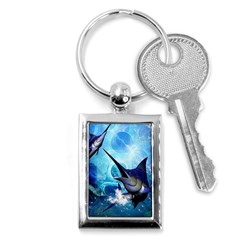 Awersome Marlin In A Fantasy Underwater World Key Chains (rectangle)  by FantasyWorld7