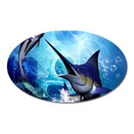 Awersome Marlin In A Fantasy Underwater World Oval Magnet Front