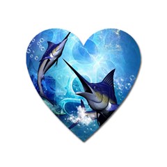 Awersome Marlin In A Fantasy Underwater World Heart Magnet by FantasyWorld7