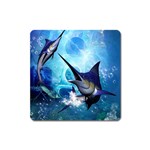 Awersome Marlin In A Fantasy Underwater World Square Magnet Front