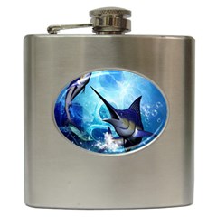 Awersome Marlin In A Fantasy Underwater World Hip Flask (6 Oz) by FantasyWorld7