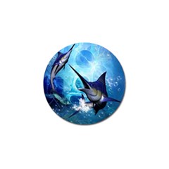 Awersome Marlin In A Fantasy Underwater World Golf Ball Marker by FantasyWorld7