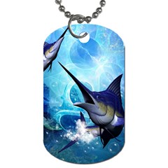 Awersome Marlin In A Fantasy Underwater World Dog Tag (two Sides) by FantasyWorld7