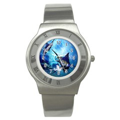 Awersome Marlin In A Fantasy Underwater World Stainless Steel Watches by FantasyWorld7