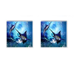 Awersome Marlin In A Fantasy Underwater World Cufflinks (square) by FantasyWorld7