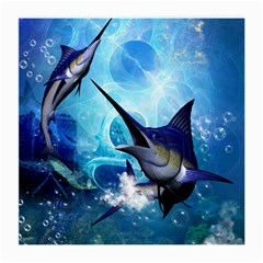 Awersome Marlin In A Fantasy Underwater World Medium Glasses Cloth (2-side) by FantasyWorld7