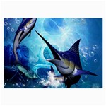 Awersome Marlin In A Fantasy Underwater World Large Glasses Cloth Front