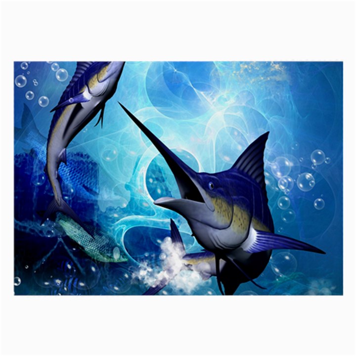 Awersome Marlin In A Fantasy Underwater World Large Glasses Cloth