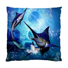 Awersome Marlin In A Fantasy Underwater World Standard Cushion Case (one Side)  by FantasyWorld7