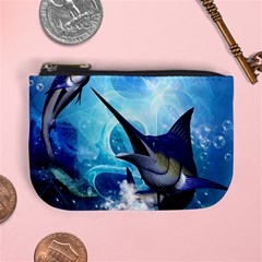 Awersome Marlin In A Fantasy Underwater World Mini Coin Purses by FantasyWorld7