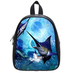 Awersome Marlin In A Fantasy Underwater World School Bags (small)  by FantasyWorld7