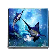 Awersome Marlin In A Fantasy Underwater World Memory Card Reader (square) by FantasyWorld7