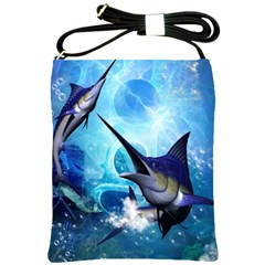 Awersome Marlin In A Fantasy Underwater World Shoulder Sling Bags by FantasyWorld7