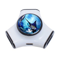 Awersome Marlin In A Fantasy Underwater World 3-port Usb Hub by FantasyWorld7