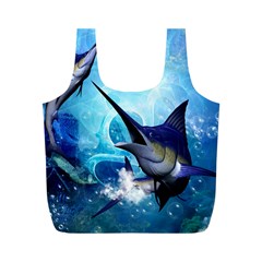 Awersome Marlin In A Fantasy Underwater World Full Print Recycle Bags (m)  by FantasyWorld7