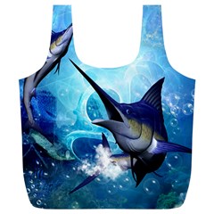 Awersome Marlin In A Fantasy Underwater World Full Print Recycle Bags (l)  by FantasyWorld7