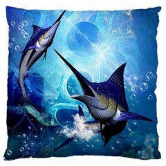 Awersome Marlin In A Fantasy Underwater World Standard Flano Cushion Cases (two Sides)  by FantasyWorld7