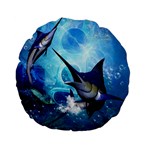 Awersome Marlin In A Fantasy Underwater World Standard 15  Premium Flano Round Cushions Front