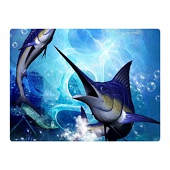 Awersome Marlin In A Fantasy Underwater World Double Sided Flano Blanket (mini)  by FantasyWorld7