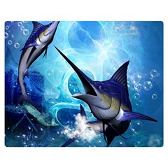 Awersome Marlin In A Fantasy Underwater World Double Sided Flano Blanket (medium)  by FantasyWorld7