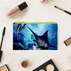 Awersome Marlin In A Fantasy Underwater World Cosmetic Bag (xs) by FantasyWorld7