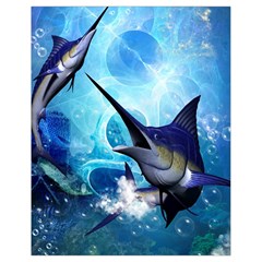 Awersome Marlin In A Fantasy Underwater World Drawstring Bag (small) by FantasyWorld7