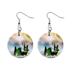 Cute Fairy In A Butterflies Boat In The Night Mini Button Earrings by FantasyWorld7