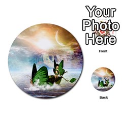 Cute Fairy In A Butterflies Boat In The Night Multi-purpose Cards (round) 